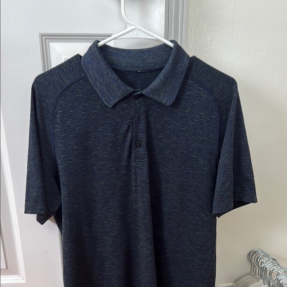 Lululemon Blue/Black/Green Polo Shirt Large Sold Out - Picture 1 of 7